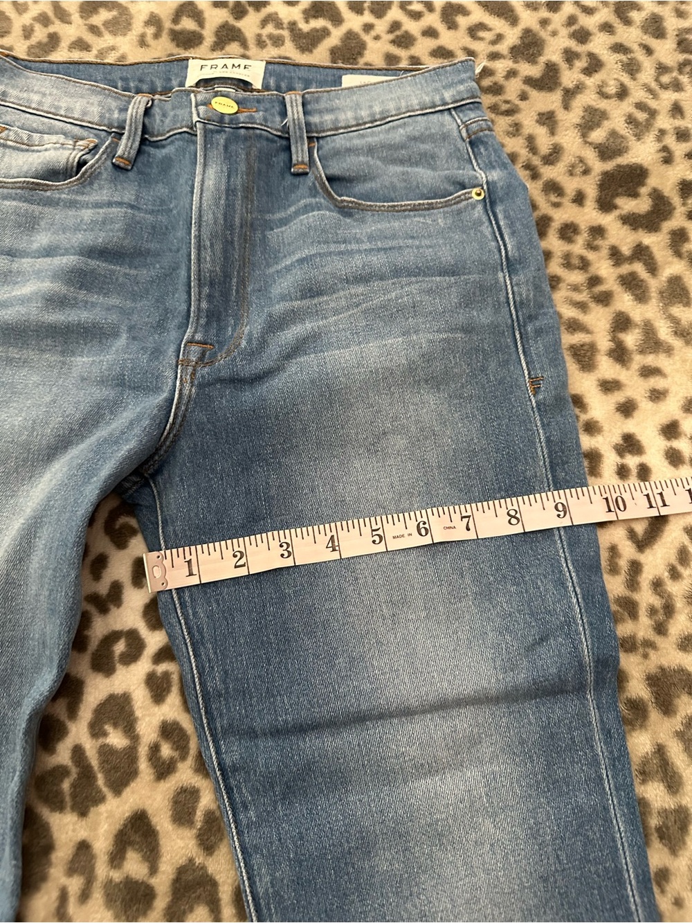 Frame Denim High Waisted Le Crop Flare in Opus Blue Wash Size 27 - Picture 13 of 16